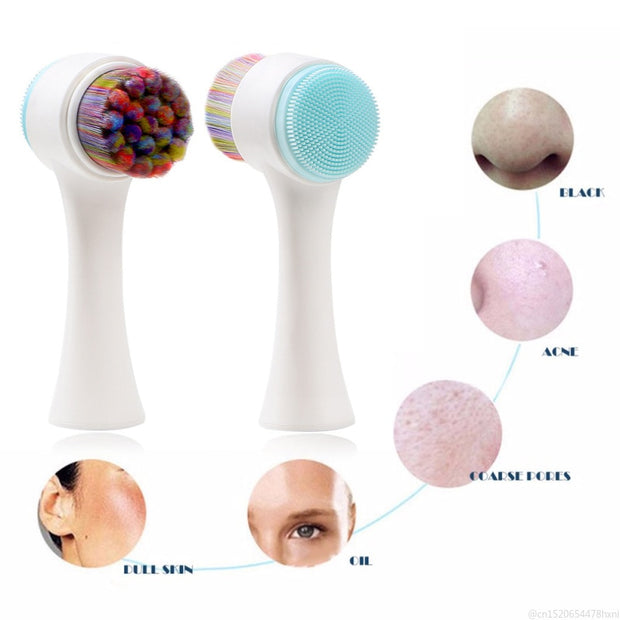 Double Side Silicone Face Cleanser Brush